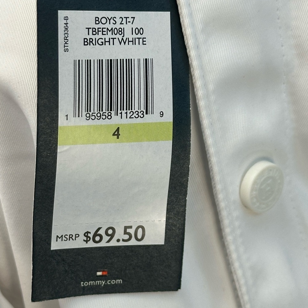 Tommy Hilfiger Boys Long Sleeve Logo Front Fabric Hood Varsity Jacket - White - Picture 8 of 8